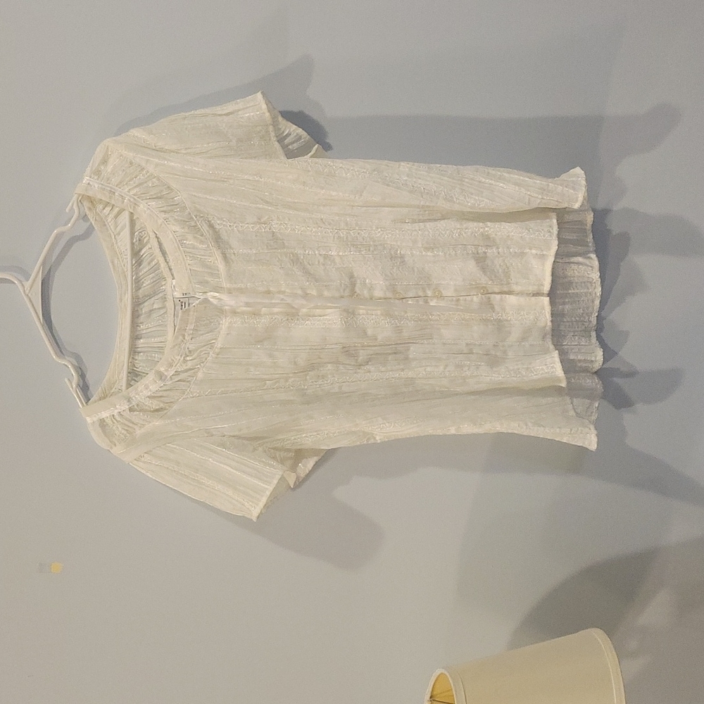 White Tunic Top with Iridescent Sequins, 2XL